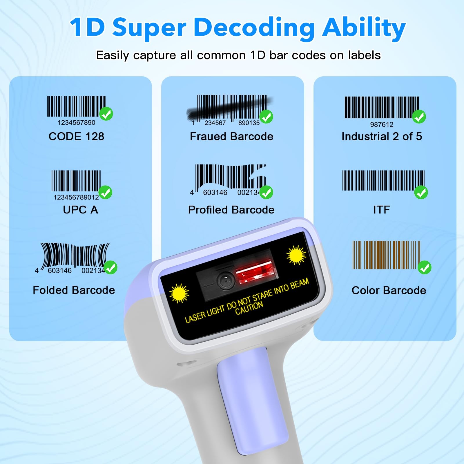 USB 1D Barcode Scanner Handheld Wired CCD Laser Reader Screen Scan UPC POS