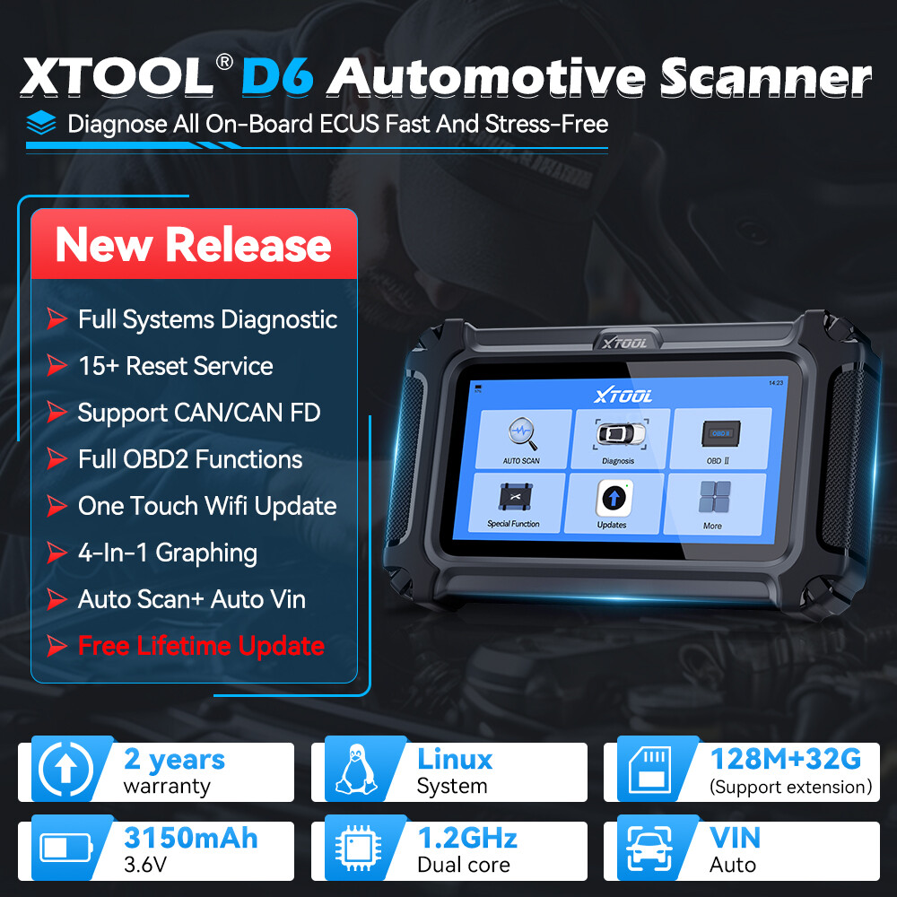 ✅2026 XTOOL D6 OBD2 Scanner All System Diagnostic Tool with Lifetime Free Update