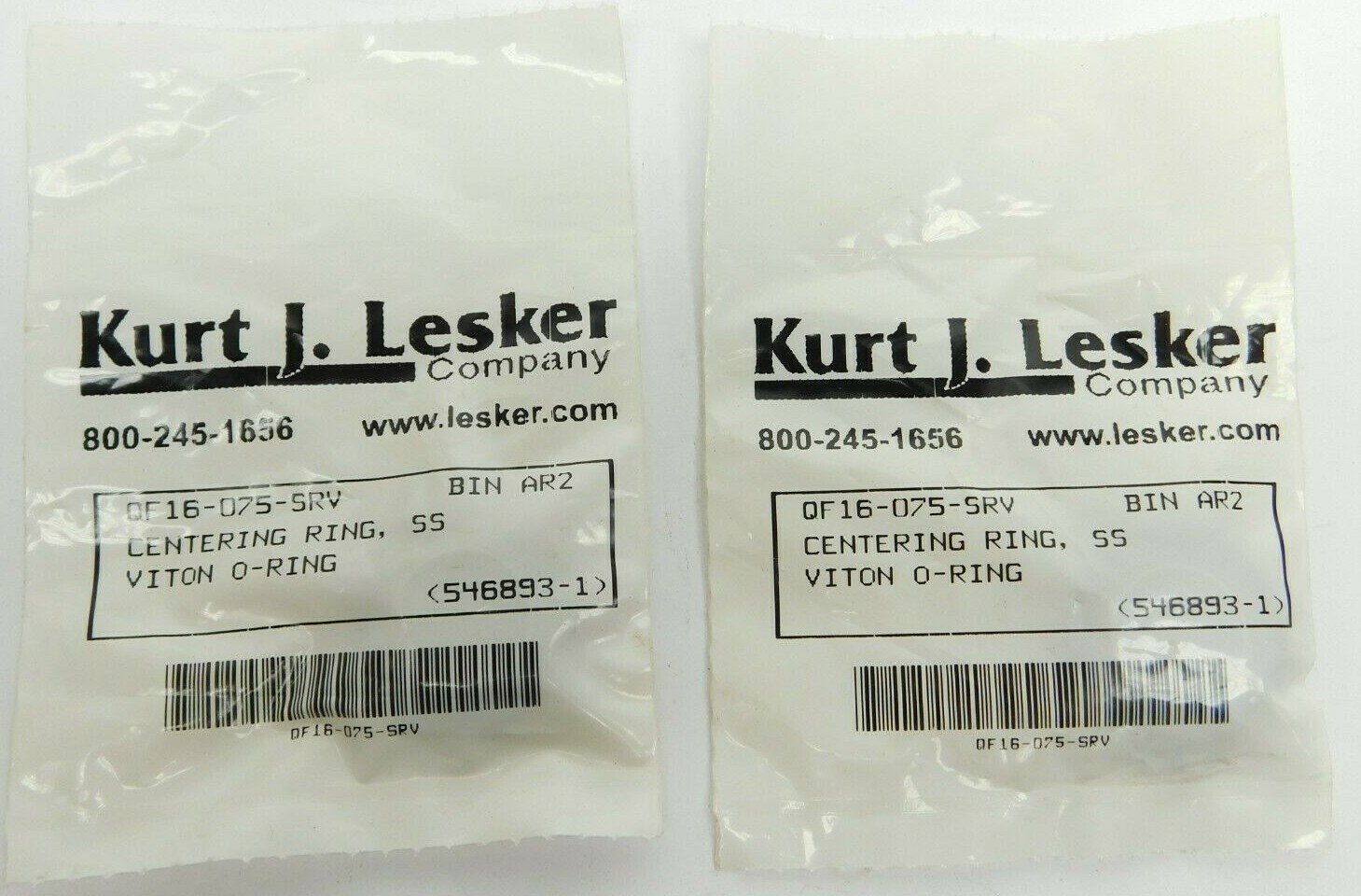 2 PACK! NEW! Kurt J. Lesker QF16-075-SRV KF16 Centering Rings Stainless Steel LV