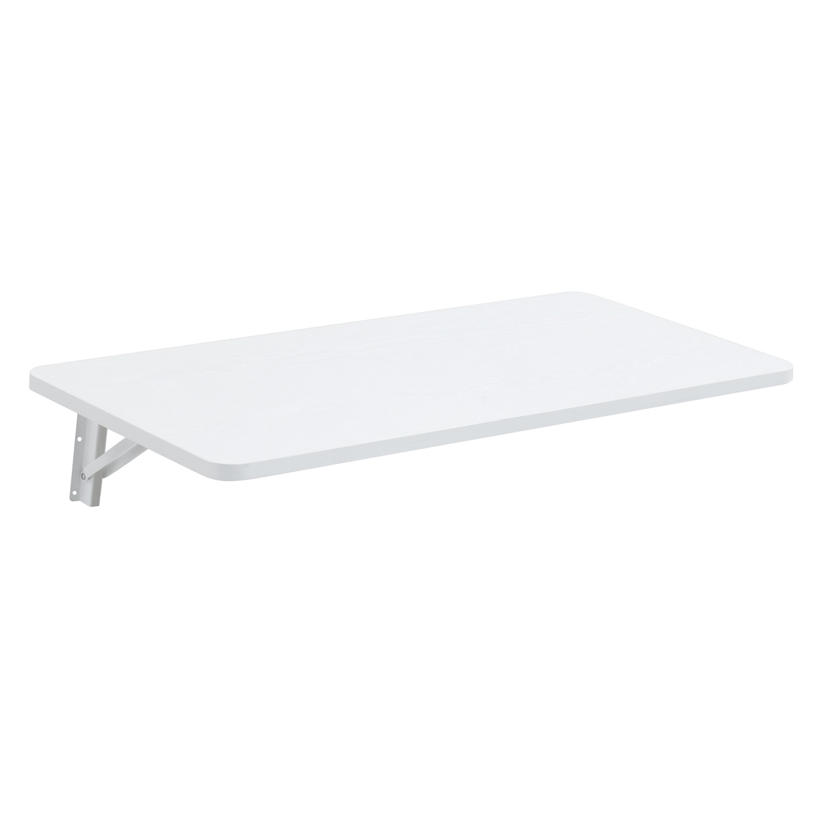 Wall Mounted Folding Table, White Solid Wood, 31.4" x 15.7"