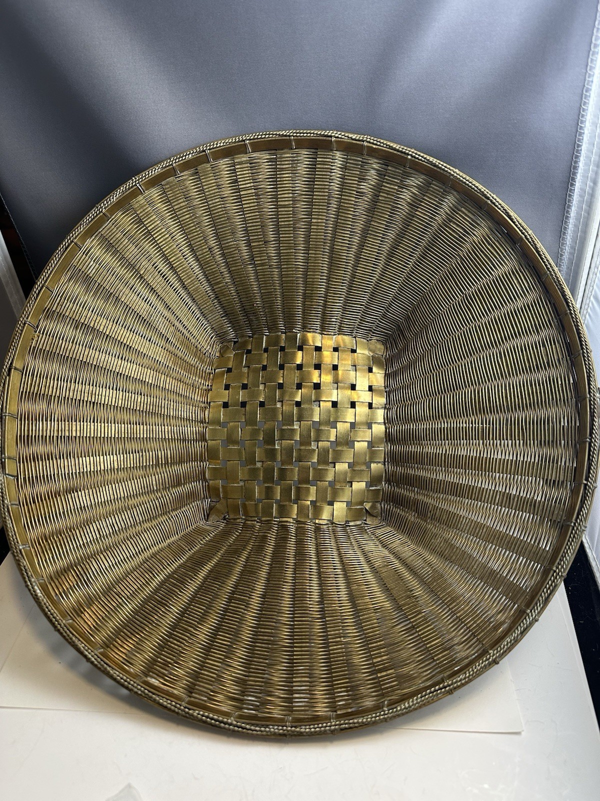 French Gold Tone Brass Metal Basket, 1960s