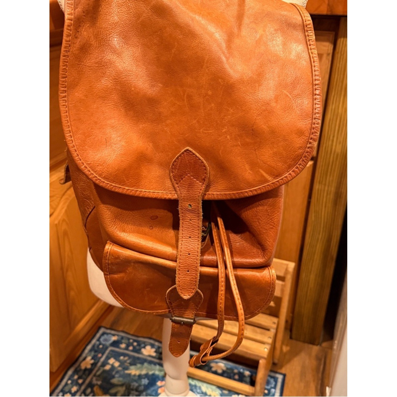 Premium Tan Leather Backpack - Classic Casual Carry