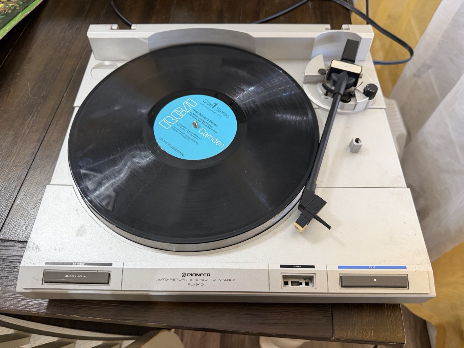 Vintage Pioneer PL-340 Quartz- Stereo Turntable Parts Only No Dust Cover..