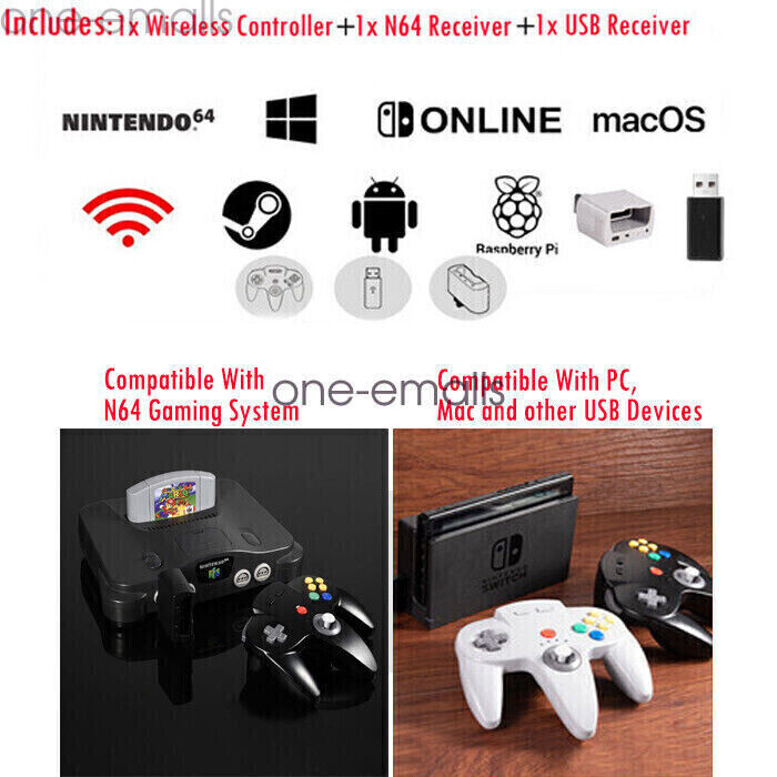 Wireless N64 Controller for Nintendo 64 Console/ Switch Mac Windows Rechargeable