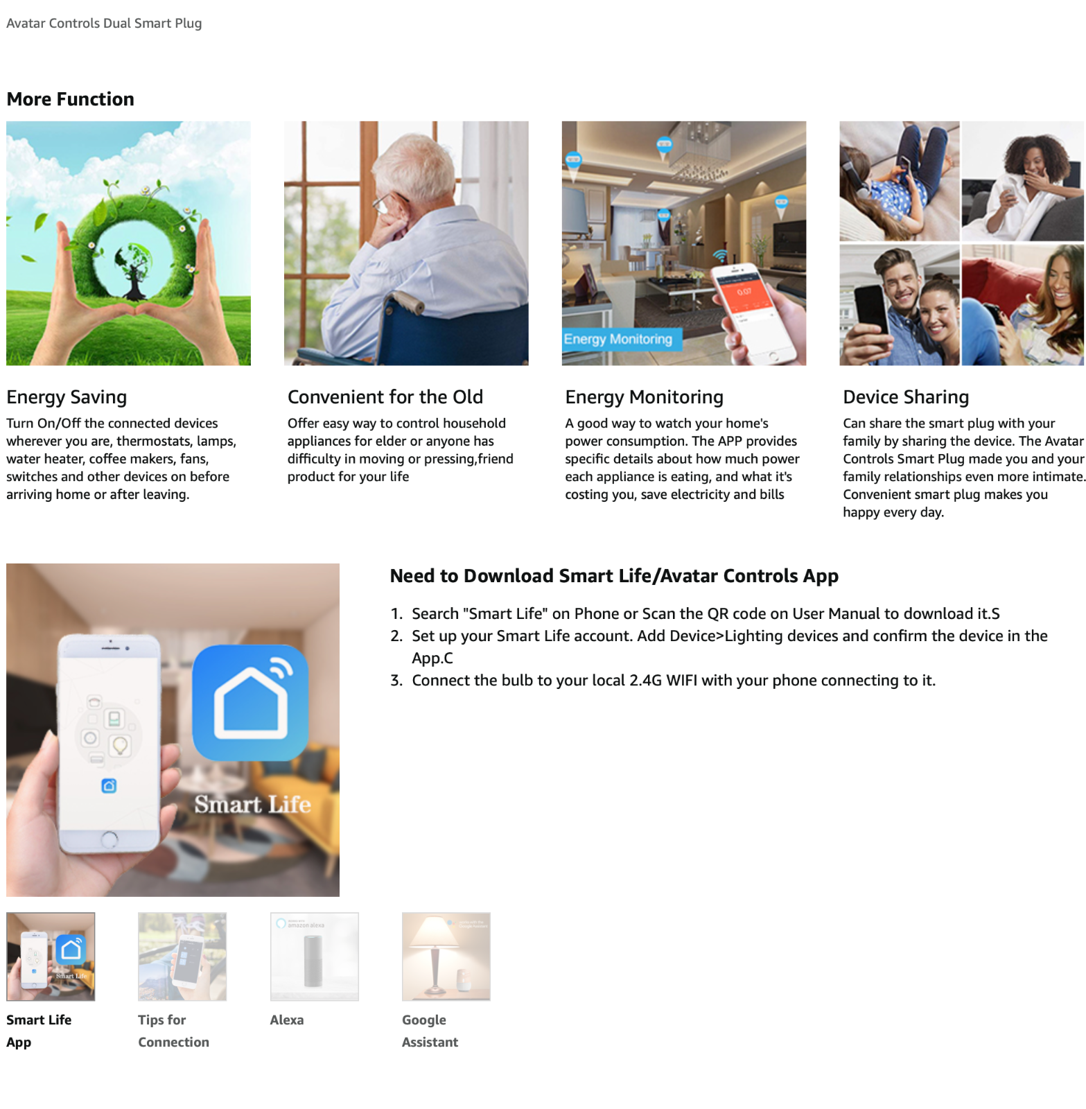 4 Socket/2 Pack Smart WiFi Plugs Dual Outlets Alexa Google ITFFF SmartThings