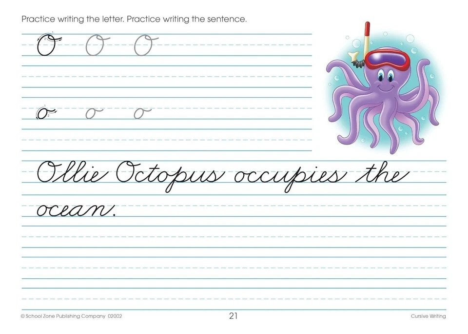 School Zone Cursive Writing Workbook: 32 Pages, 3rd Grade, 4th Grade, Practice H