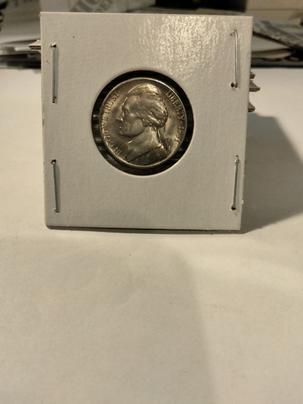 1951 S JEFFERSON NICKEL STRIKE THRU ERROR