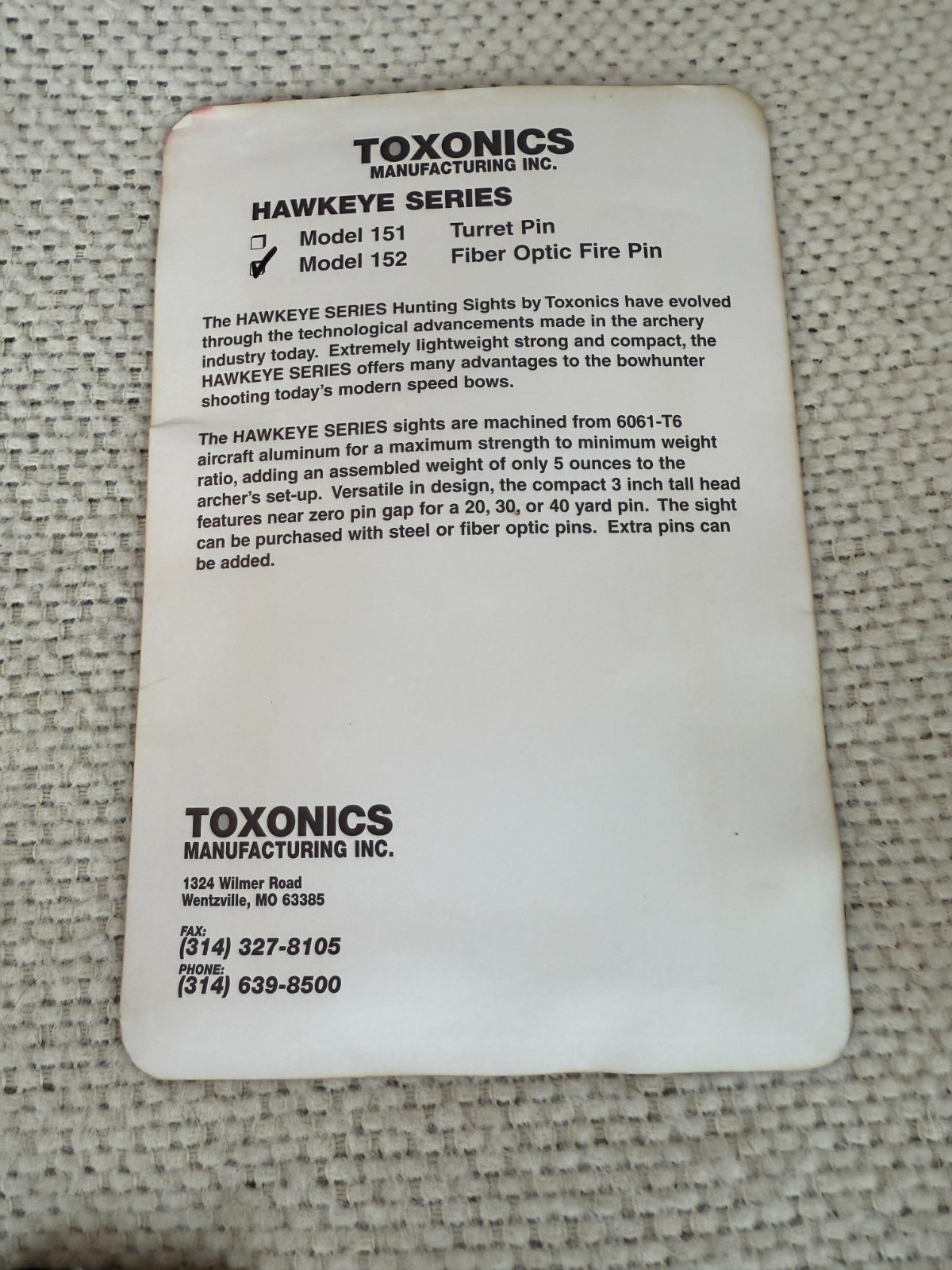 Toxonics 152 Dovetail Archery Sight