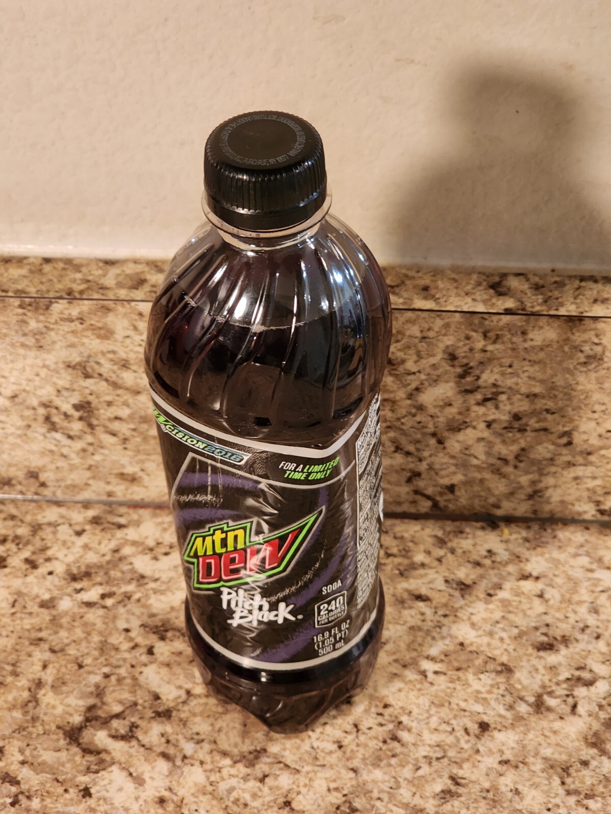 Mountain Dew Pitch Black Full 16.9oz Bottle Dewcision (2016)