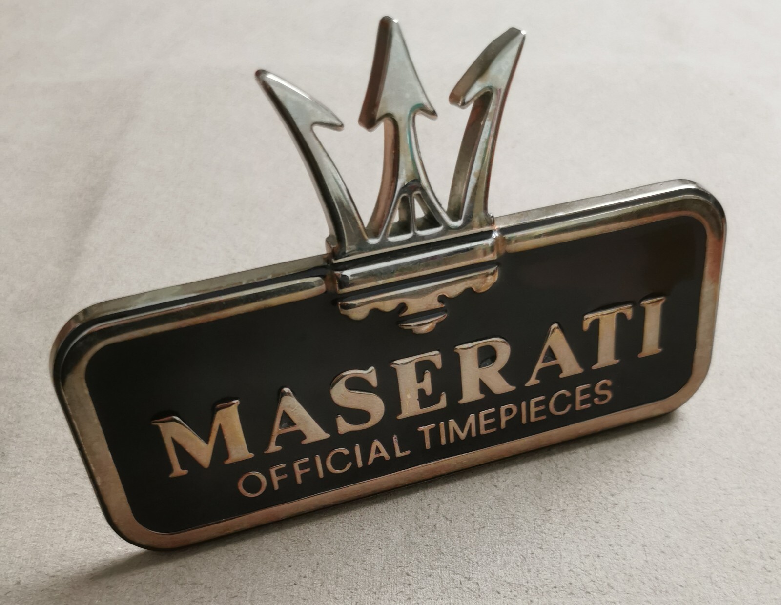 Maserati Rare Metal Brass Display Plaque for Official Dealer Newoldstock