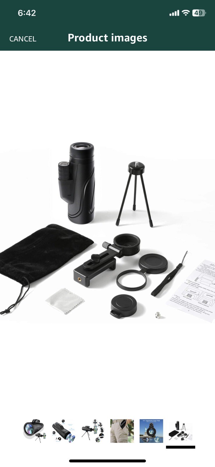 Monocular Telescope,12x42 High Power Compact Scope Smartphone Adapter & Tripod