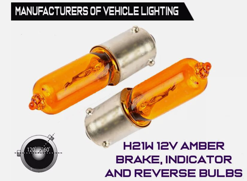 2 x H21W Amber Orange Halogen Indicator Bulb Car Bulbs 435 12v 21w BAY9S OFFSET