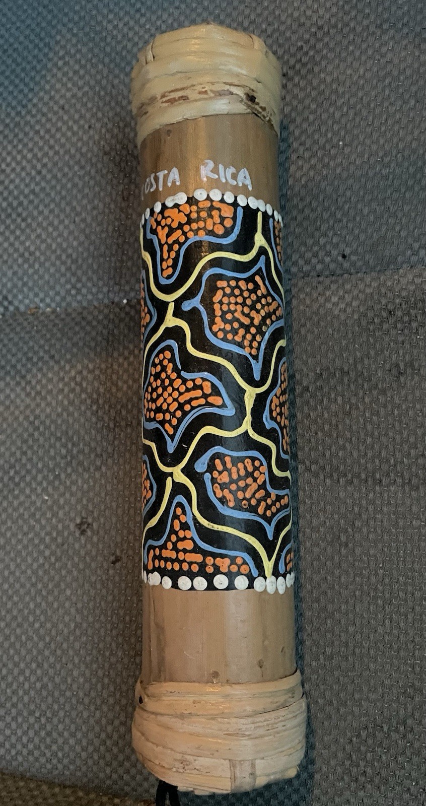 Costa Rica Rainmaker Stick Shaker Bamboo/ Wicker, Lizard, Tribal