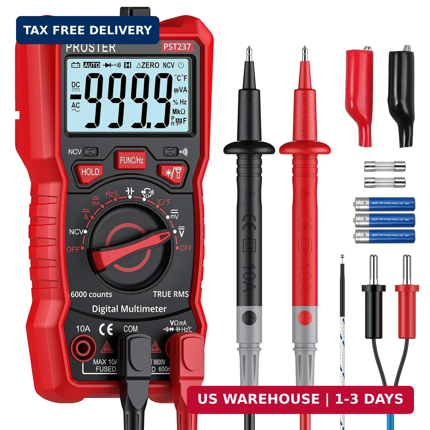 Proster Digital Multimeter 6000 Counts- TRMS Auto Range Multi Testers, NCV Detec