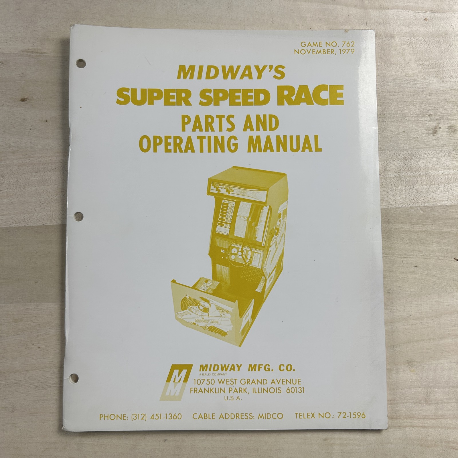 Midway's Super Speed Race Arcade Parts & Operating Manual 1979 Original Guide