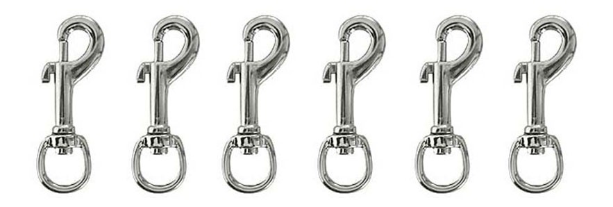 Lot Of (6) 1/2" x 3-1/8" Nickel Plated Iron Swivel Round Eye Bolt Snaps 40358-6
