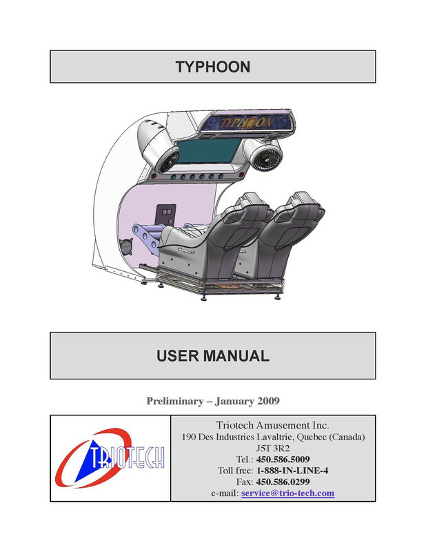 Typhoon Video Game Operations/Service/Repair/Troubleshooting Manual Triotech Xx