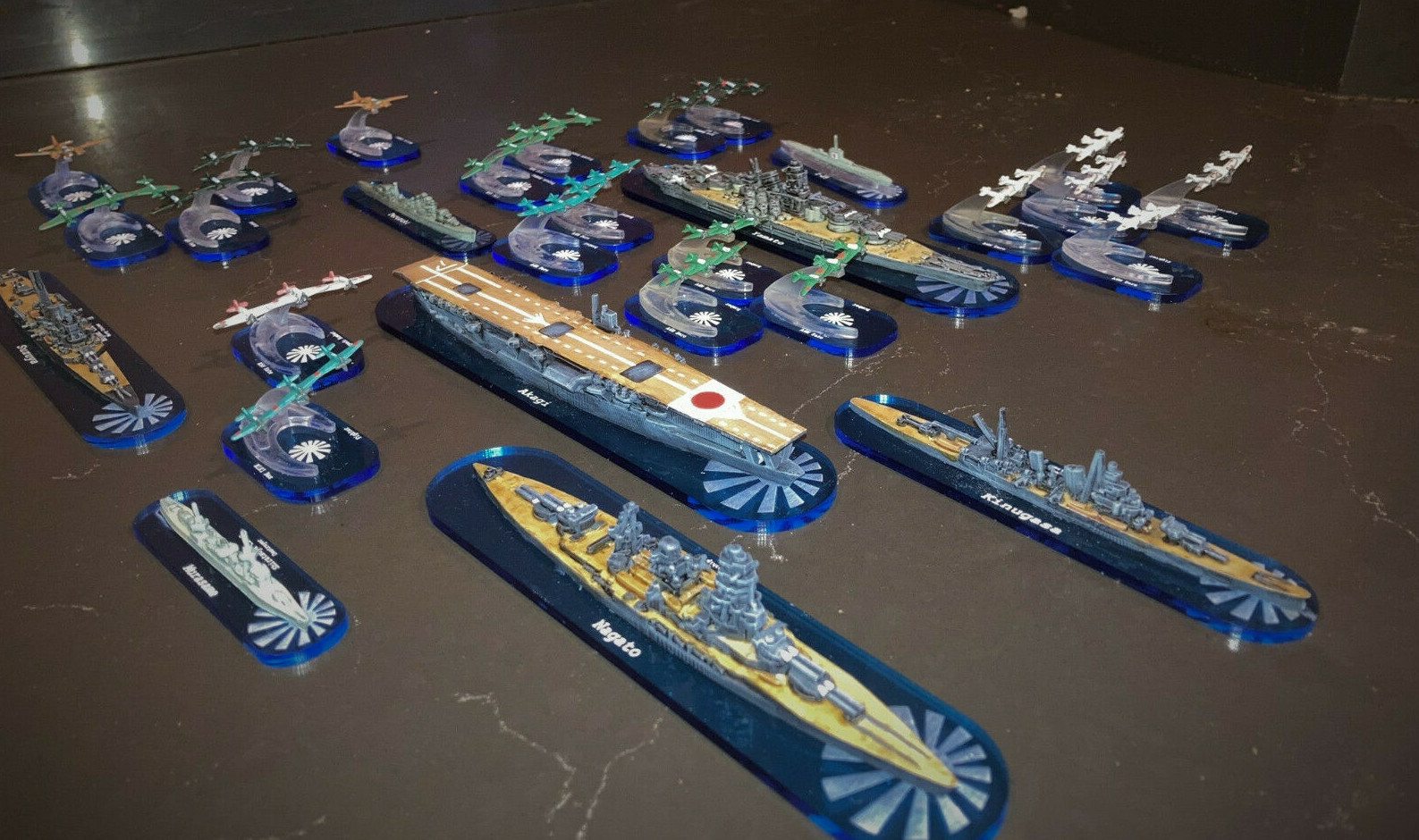 WWII Ship Bases 1/1800 Blue Acrylic Custom Set