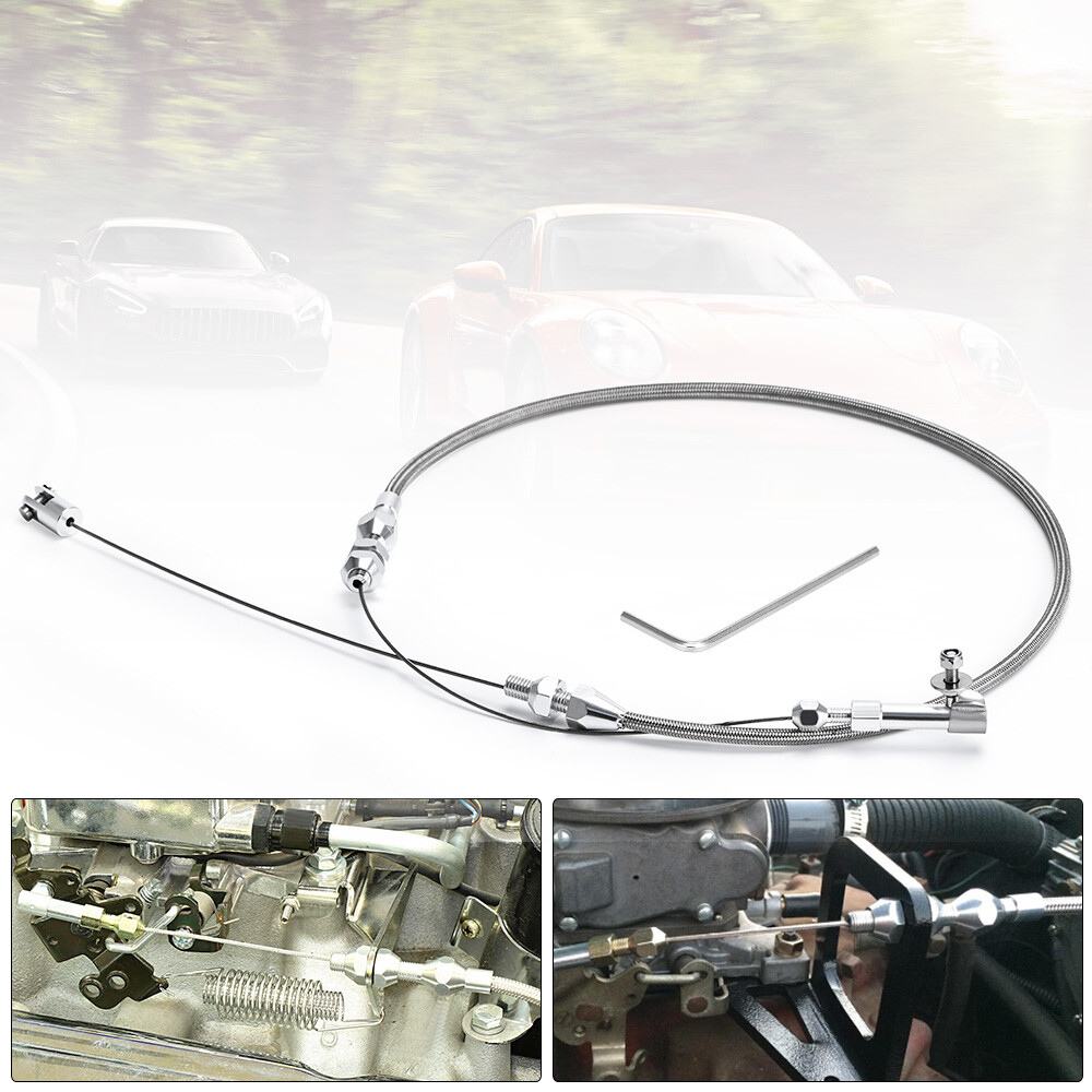 Universal Street Hot Rod 24" Stainless Steel Throttle Cable Set & Hand Tool