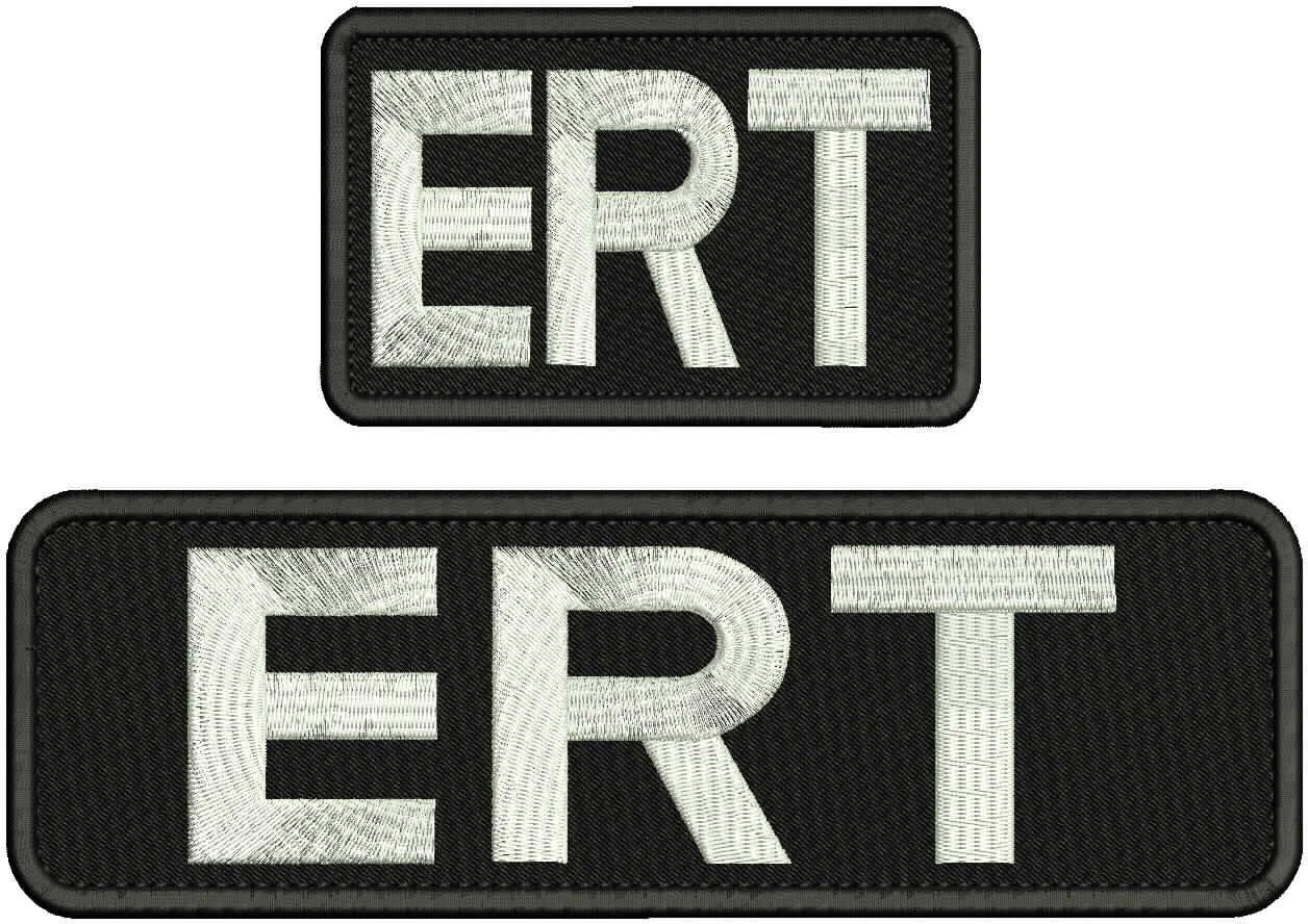 ERT EMBROIDERY PATCH3X5 and 3x10  HOOK ON BACK BLK/white