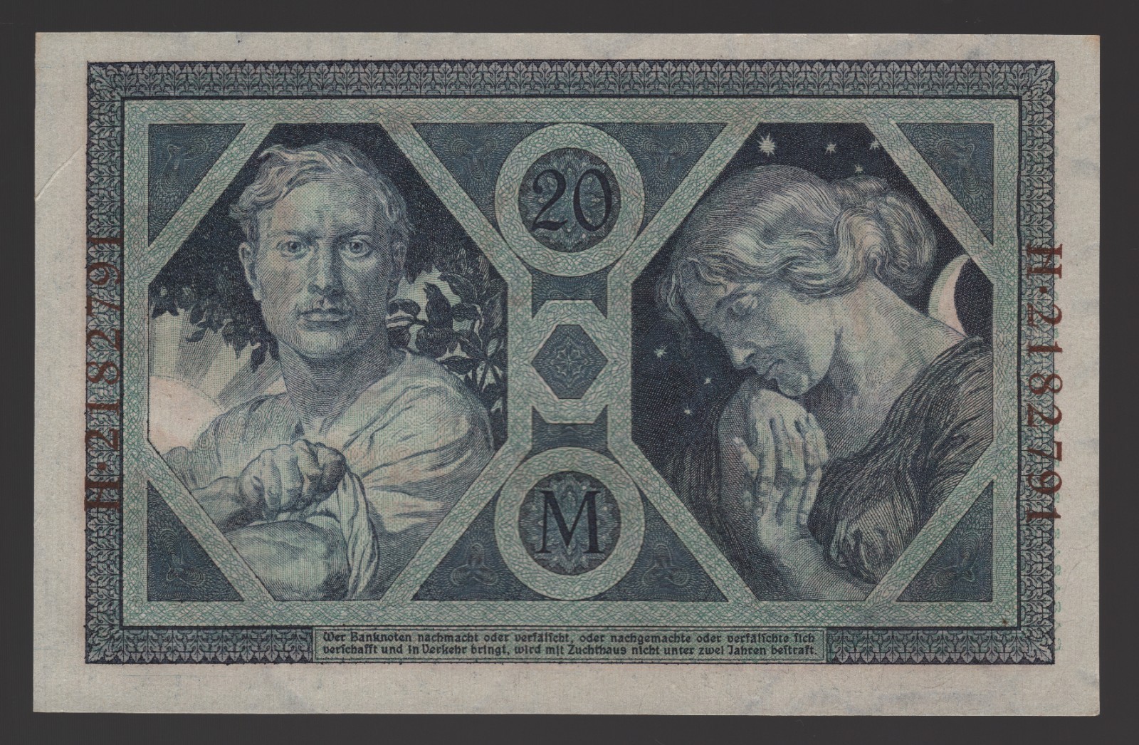 1915 Germany 20 Mark Reichsbanknote – P#63 Imperial Issue