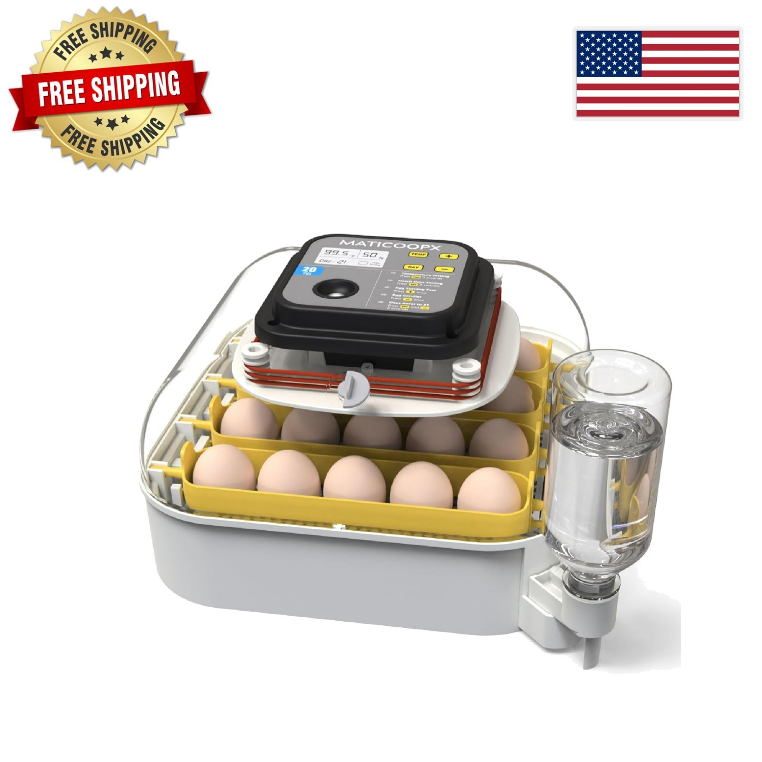 20 Egg Incubator with Automatic Turner & Integrated Candler for Poultry Hatching