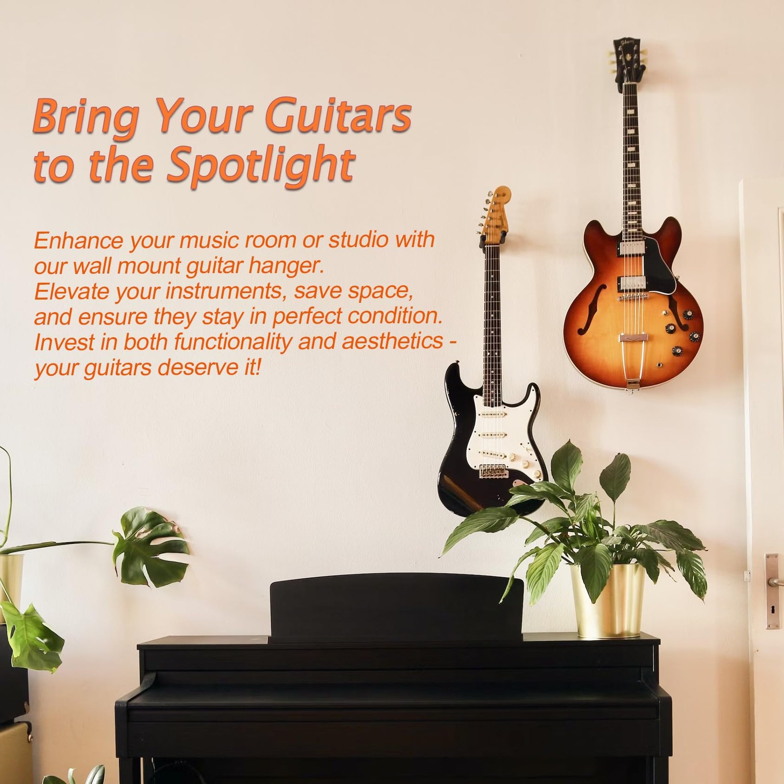 Guitar Wall Mount 5 Pack Wall Hangers for for Acoustic Electric Bass Guitar a...
