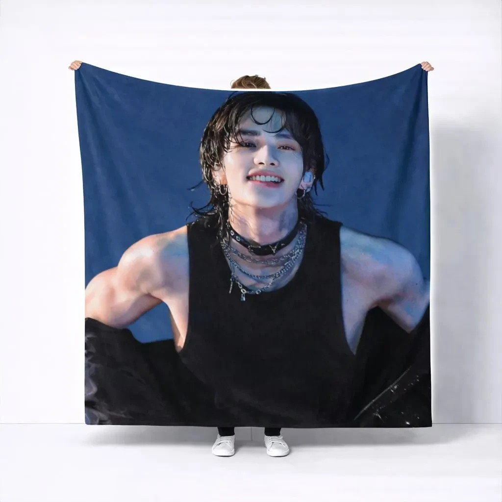 HYUNJIN STRAY KIDS BLANKET FLANNEL FAN GIFT FOR STAY CUSTOM ANY PICTURE KPOP C08