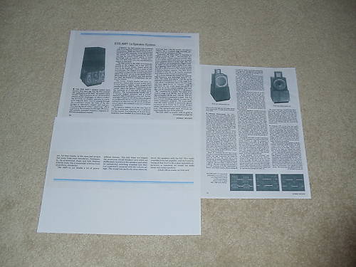 ESS AMT-1a Speaker Review, 3 pgs, Full Test, 1976, Info