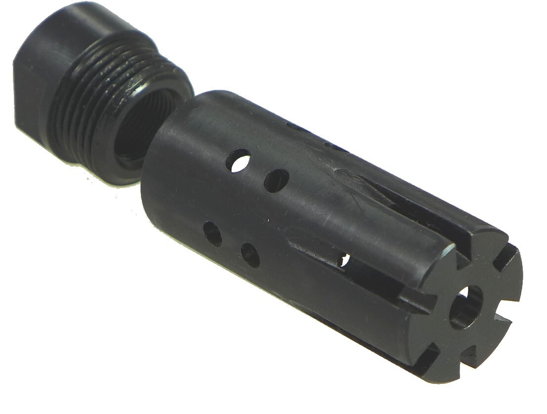 M14x1LH Muzzle Brake to Fit for Barrel thread M14x1LH, Steel, with an Adapter