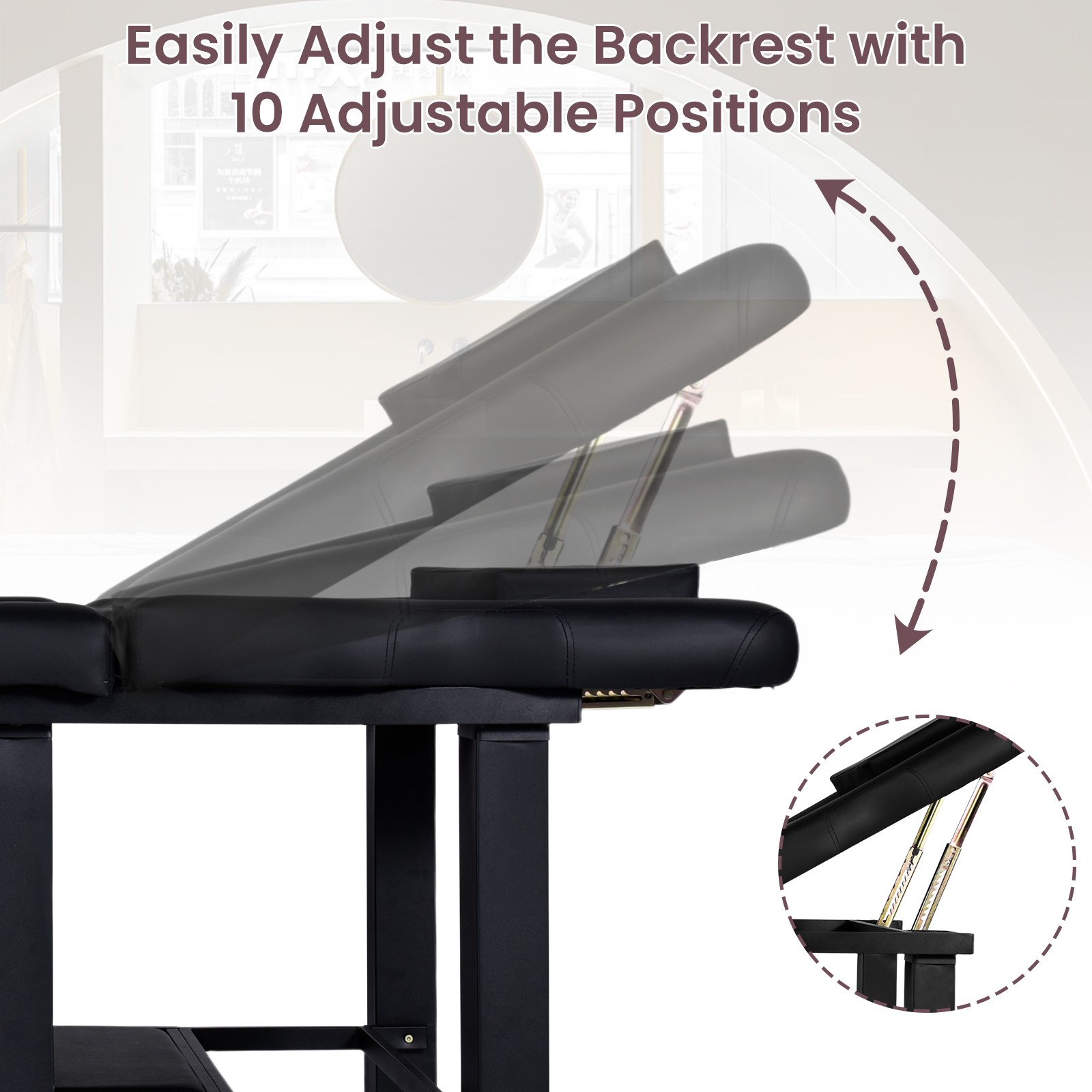 Stationary Massage Table PU Leather for Physical Therapy & Spa