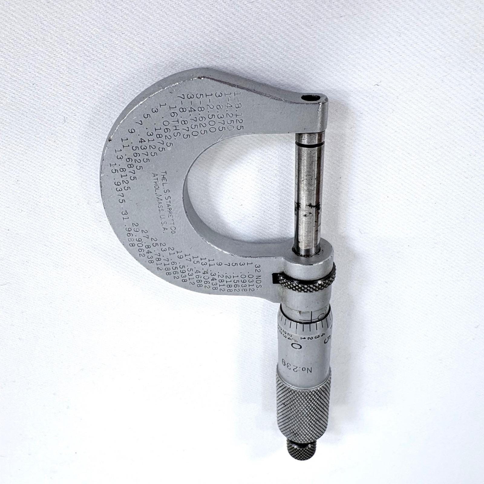 Starrett No. 230 Outside Micrometer 0-1" Range .0001" Vernier Scale Silver
