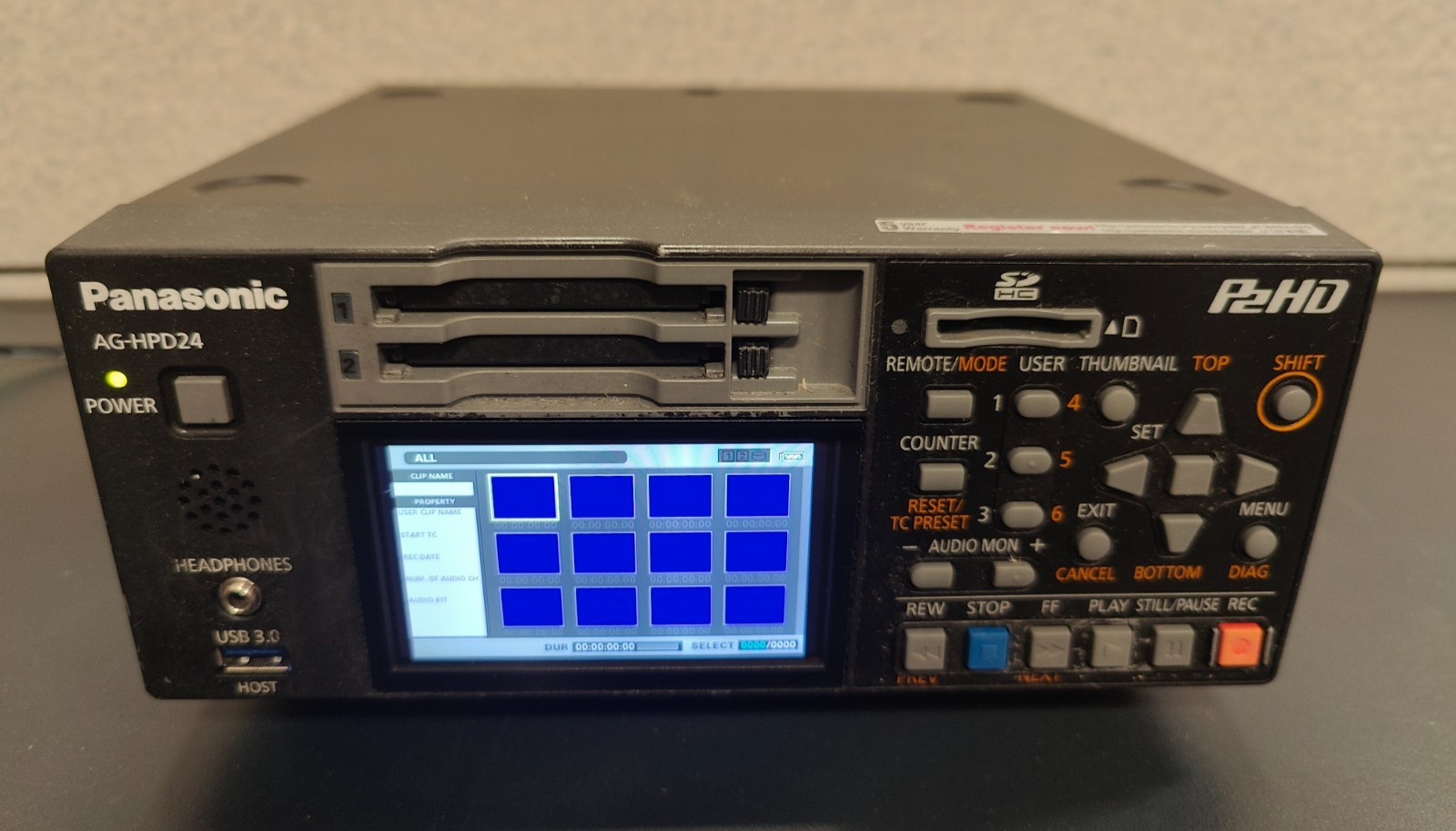 Panasonic AG-HPD24 P2HD Memory Card Recorder w/Power Supply
