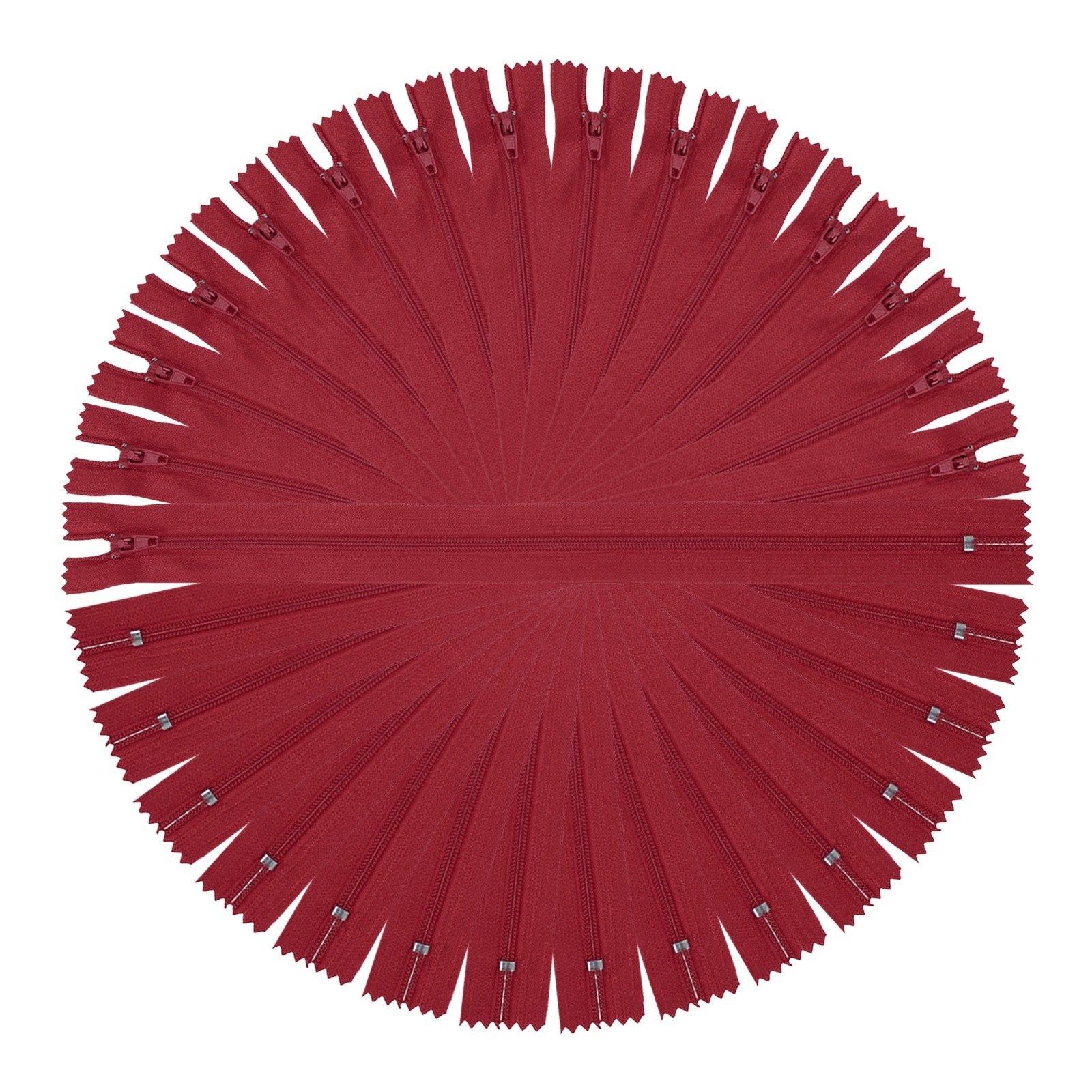 13 Inch Nylon Coil Zippers, #3 Dark Red Sewing Zippers,Pack of 15