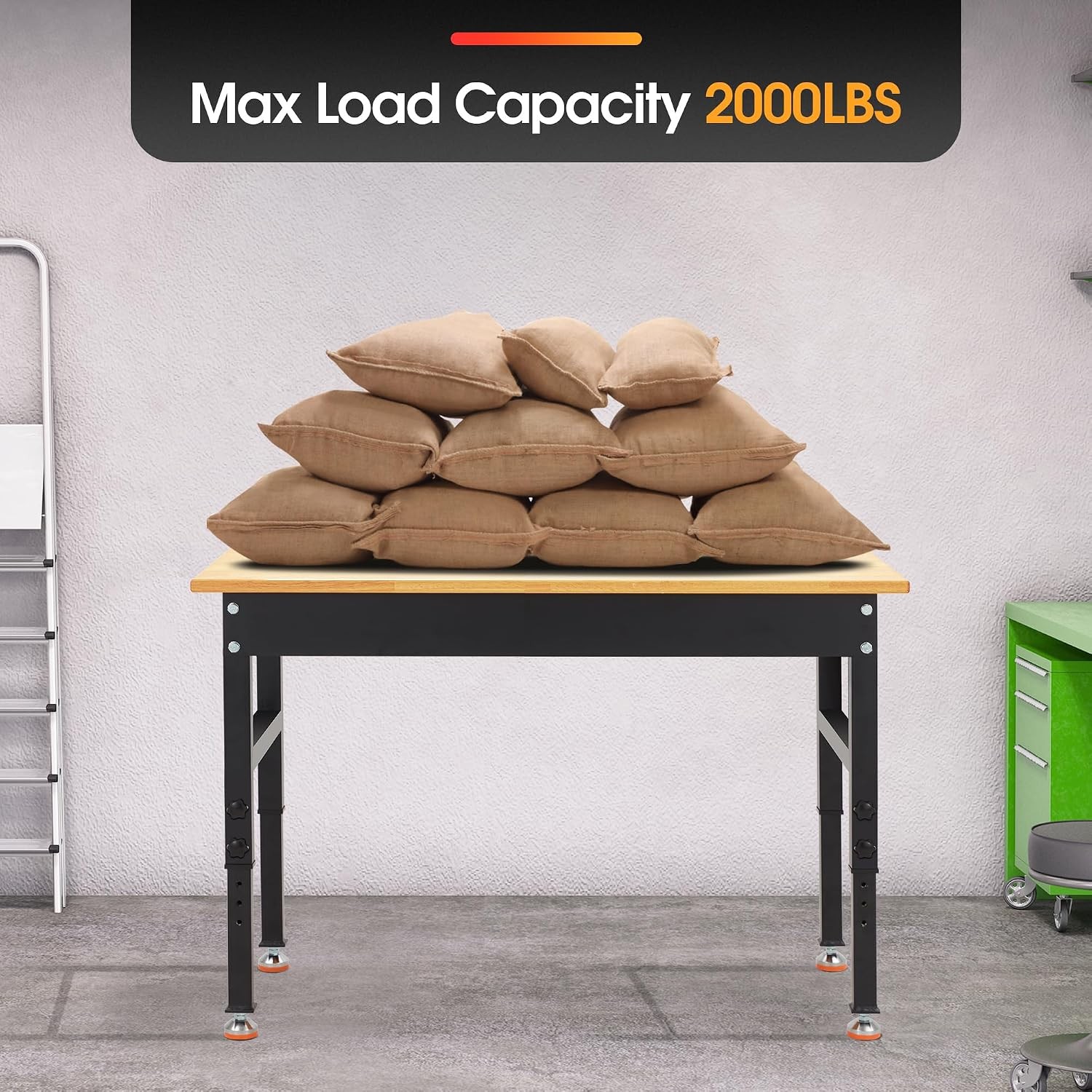 48 * 20" Adjustable Workbench 2000 LBS Load Capacity Heavy Duty Workstation