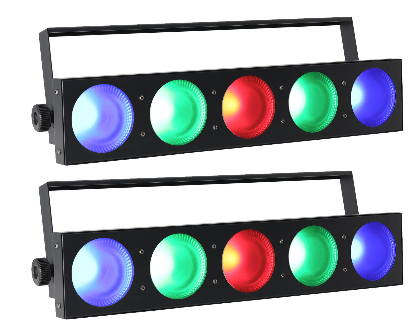 2) Rockville FIVE-EYE 5 Head RGB Blinder Lights, 19 Ch. DMX, Super Bright, Metal