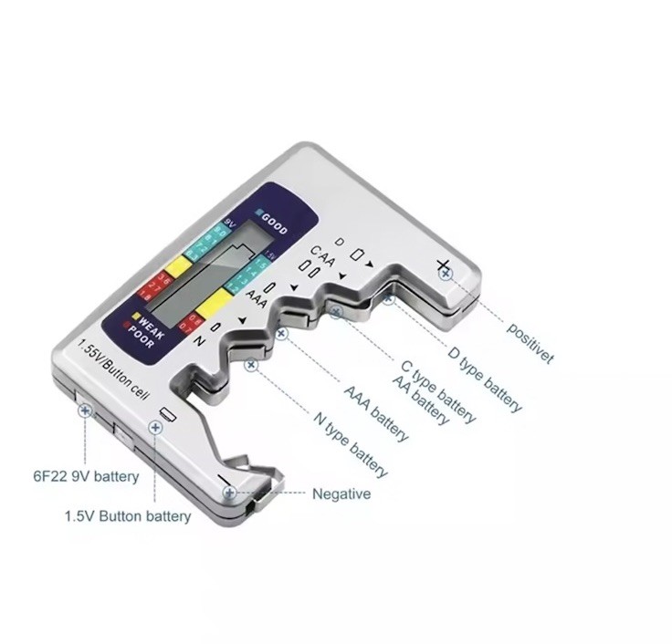 Digital Battery Tester LCD Display AA/AAA/9V/1.5V Button Cell Battery Capacity C
