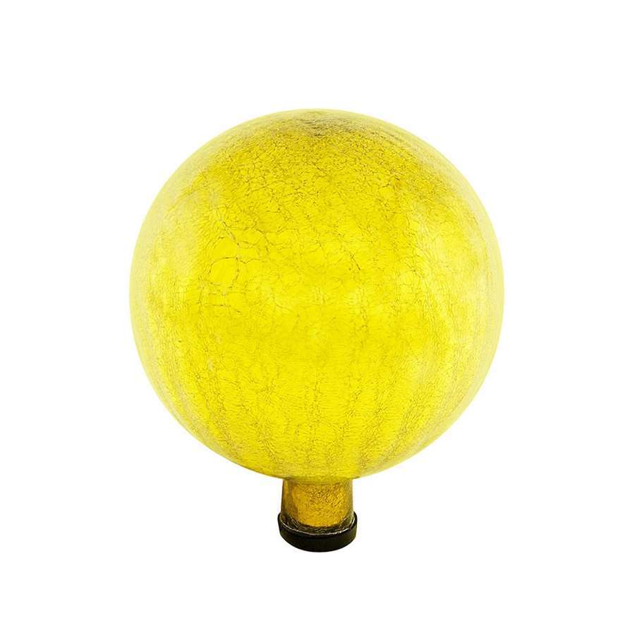 ACHLA Gazing Globe 10in Lemon Drop Crackle Glass