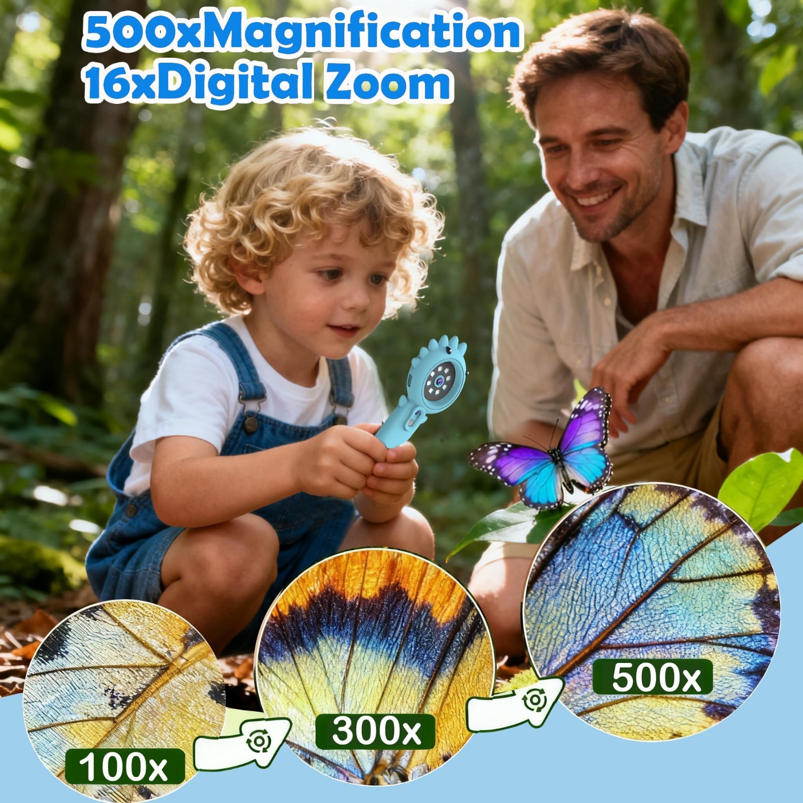 Portable Microscope for Kids & Toddlers, Mini Pocket Handheld Microscope with...