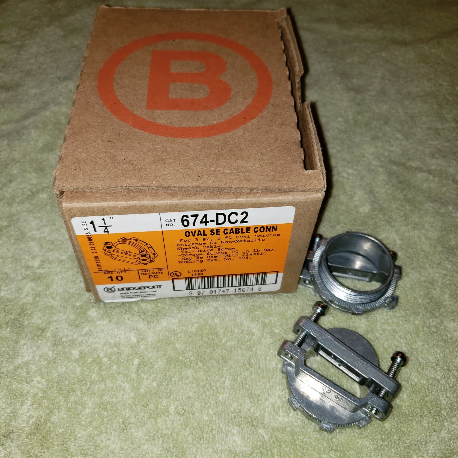 Electrical Connectors 1 1/4" For Oval SE Cable Box of 10 - USA