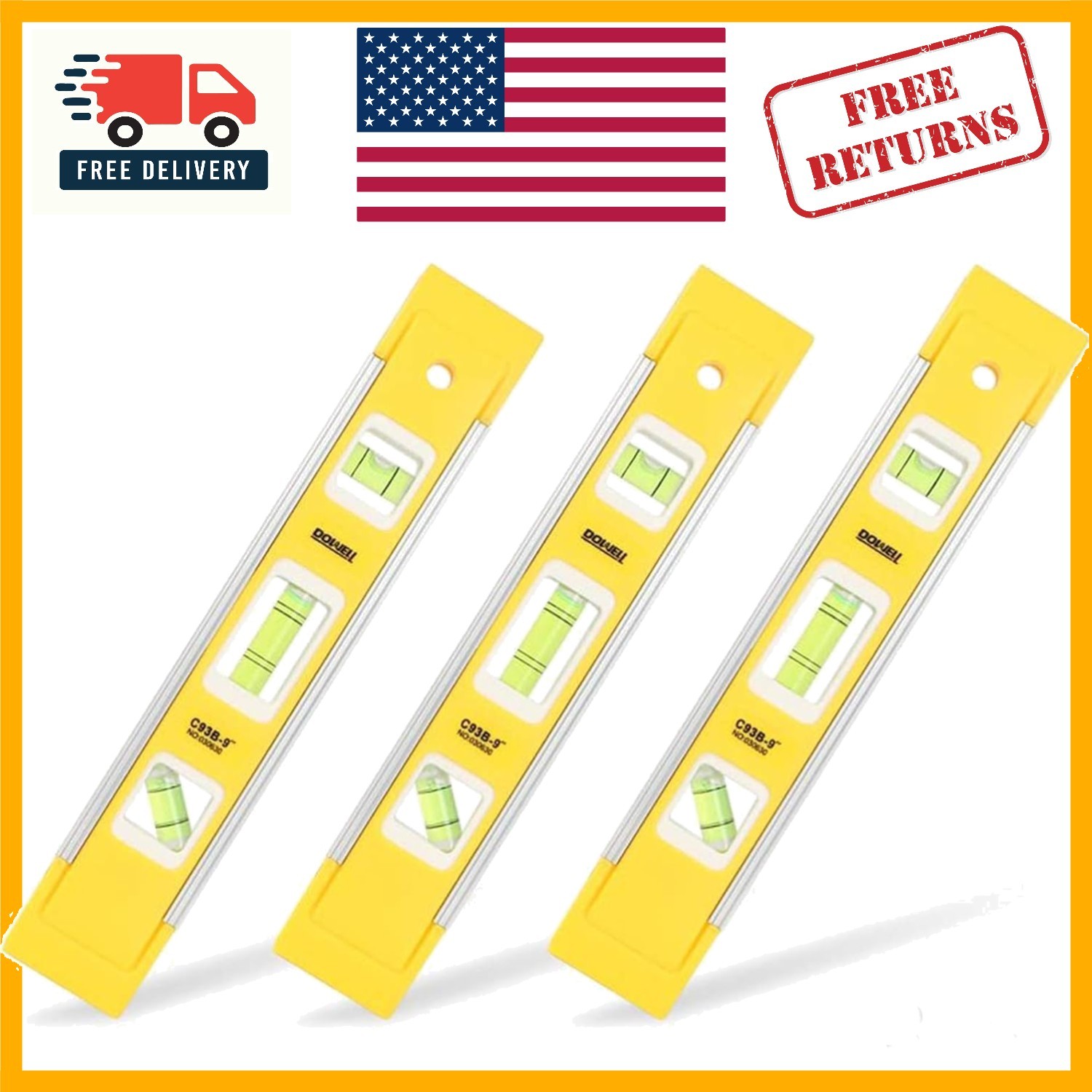 Compact 9-Inch Magnetic Level - 3PCS Easy Carry Torpedo Level for Precision Work