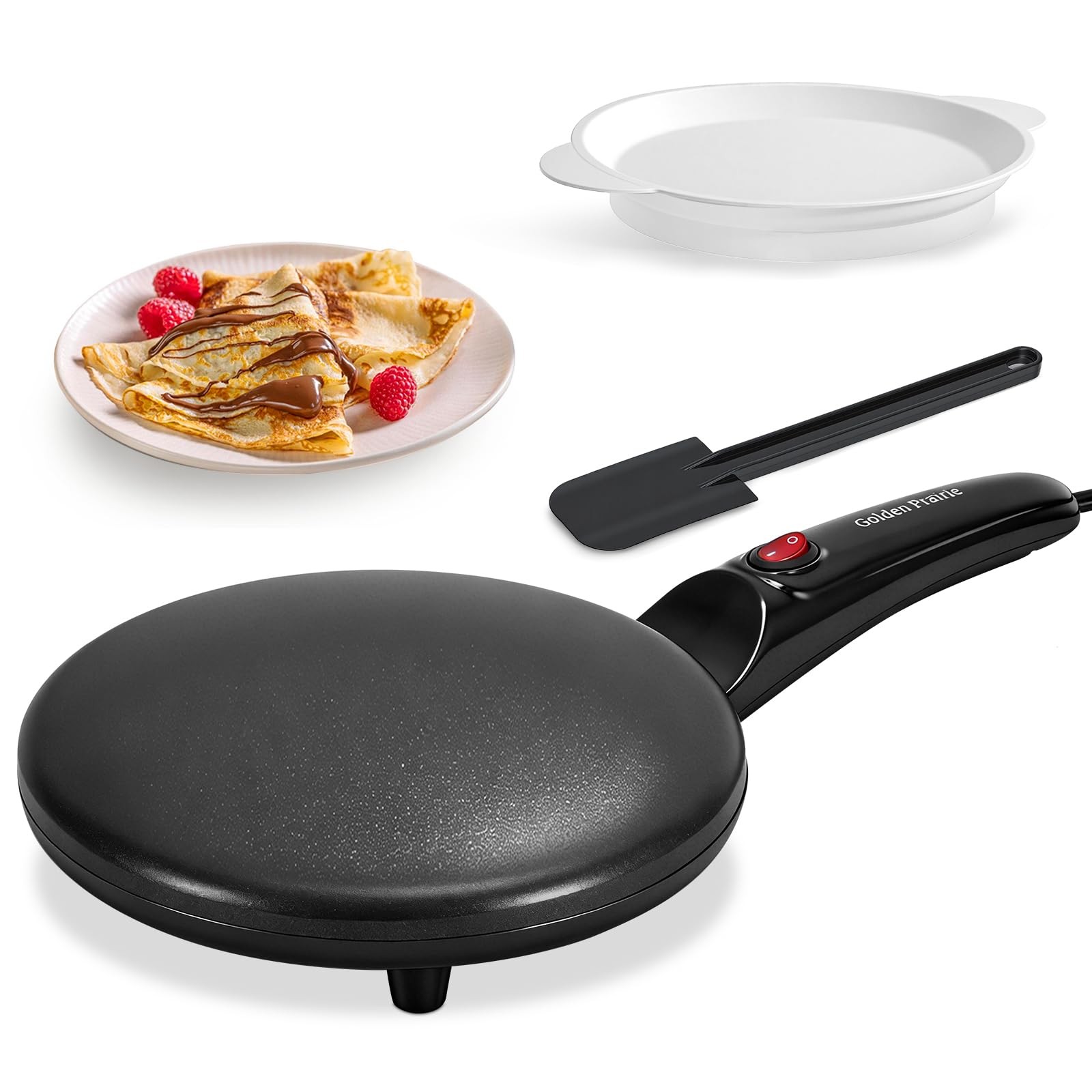 Electric Crepe Maker 8 Inch Pan Nonstick Spreader 800W Portable Griddle