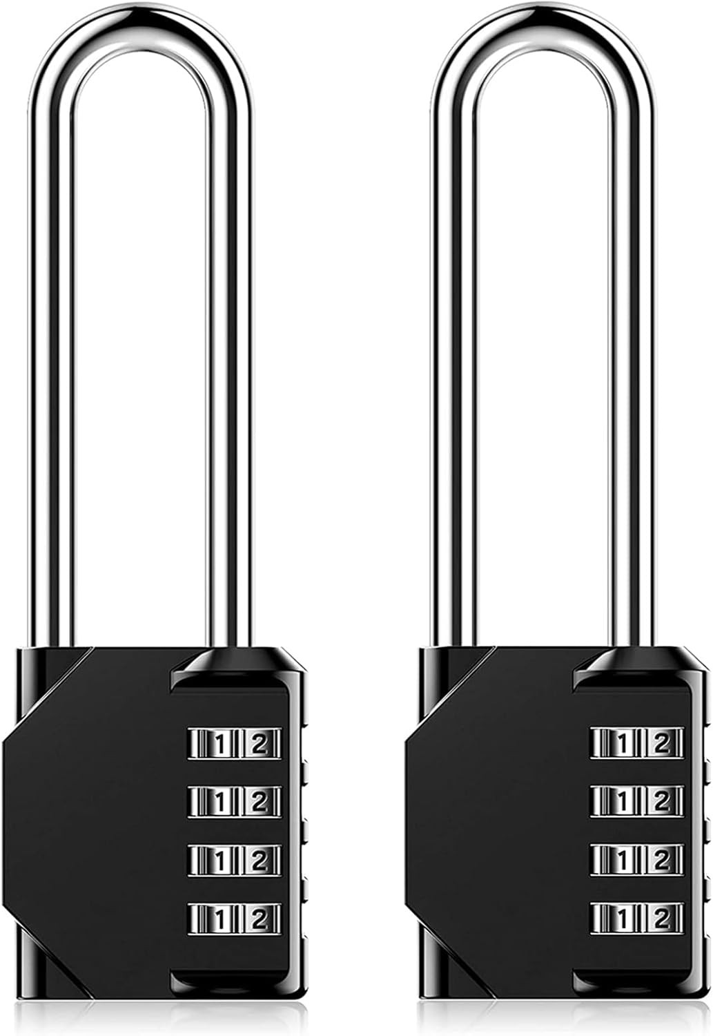 3.2 Inch Ultra Long Shackle Resettable Combination Padlock, 4 Digit Set Your Own