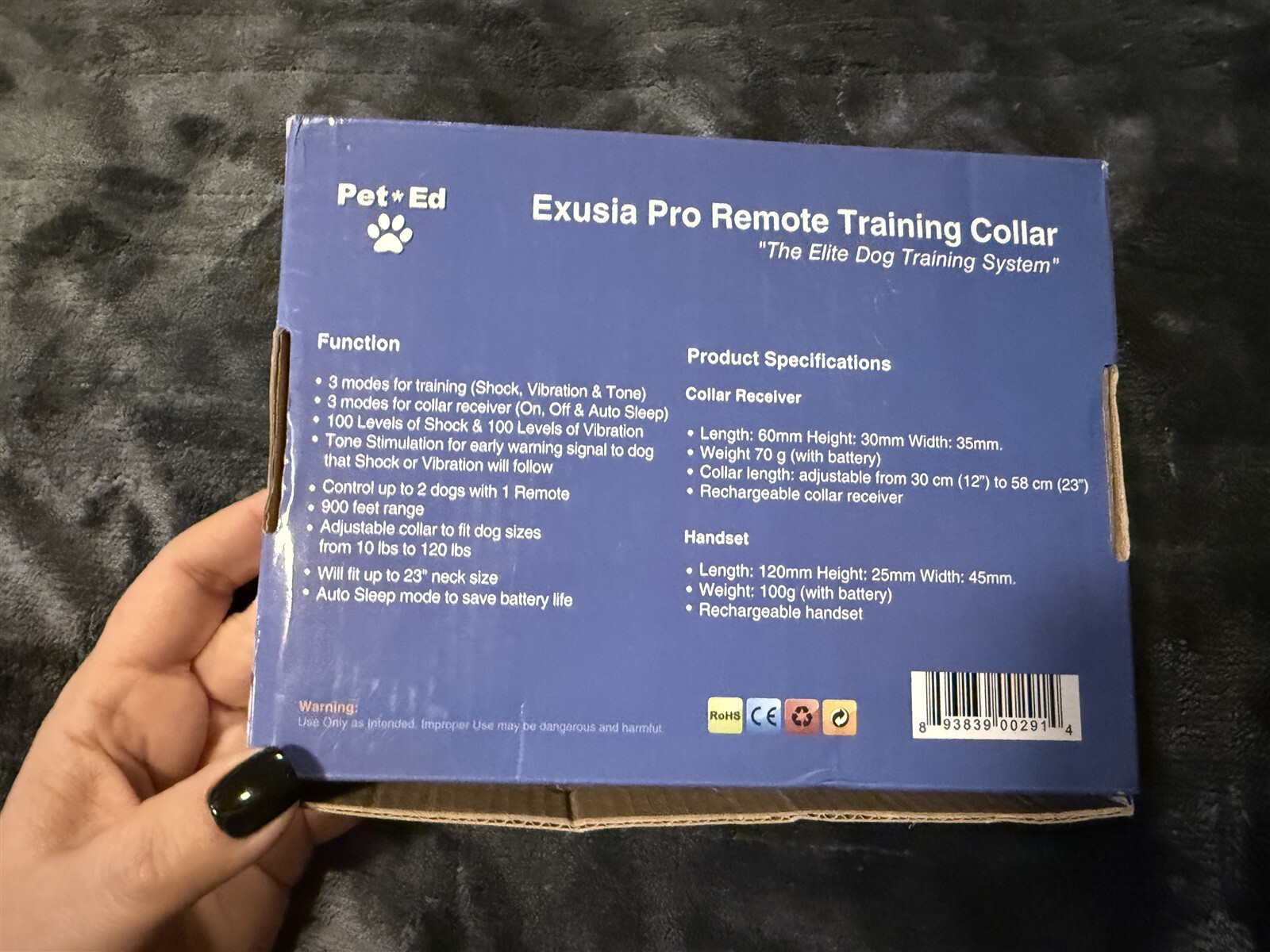 PET ED EXUSIA PRO RECHARGEABLE REMOTE TRAINING COLLAR WITH RECEIVER