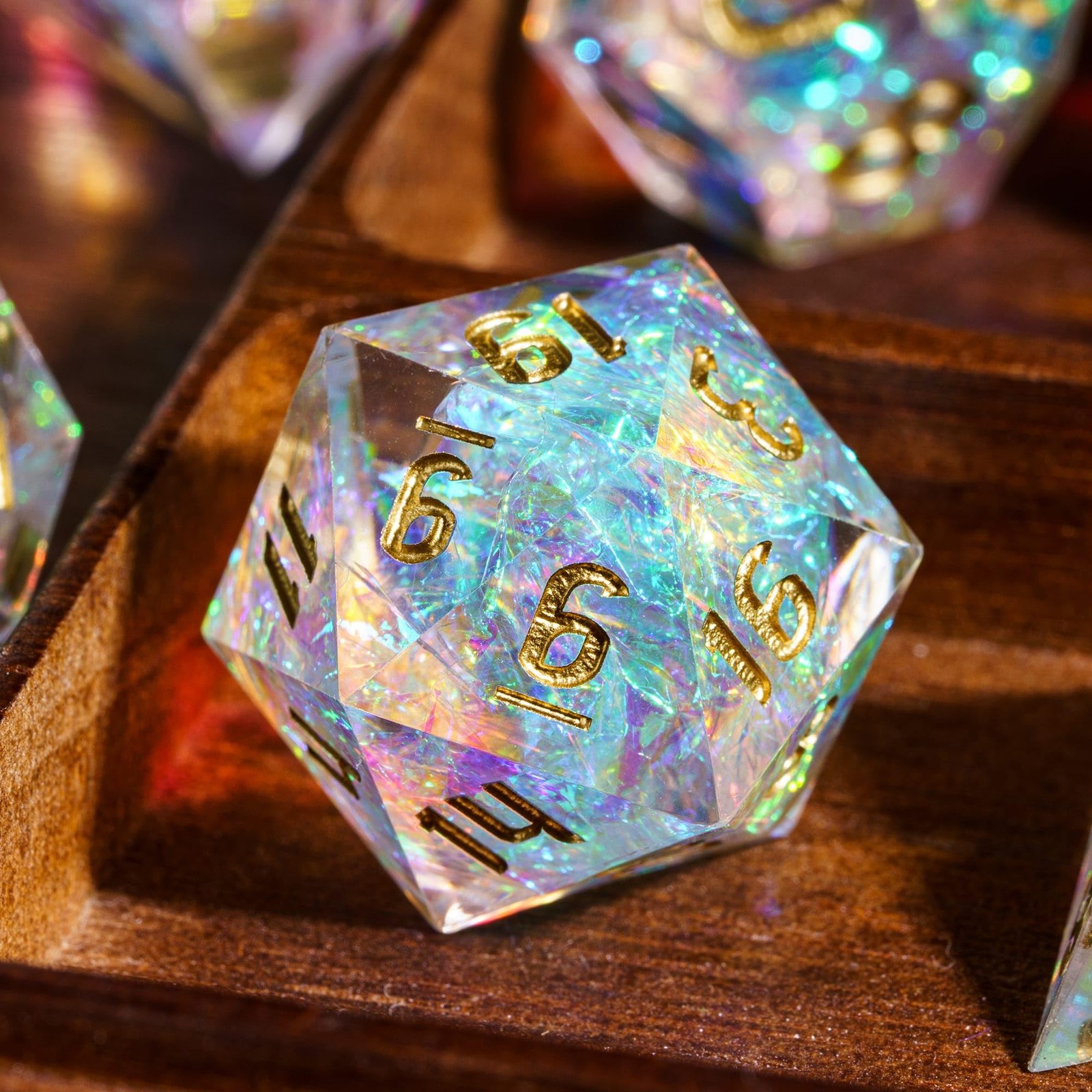 Sharp Edges DND Dice, 7 PCs D&D Dice, Handcrafted Polyhedral Dice Set, for Ro...