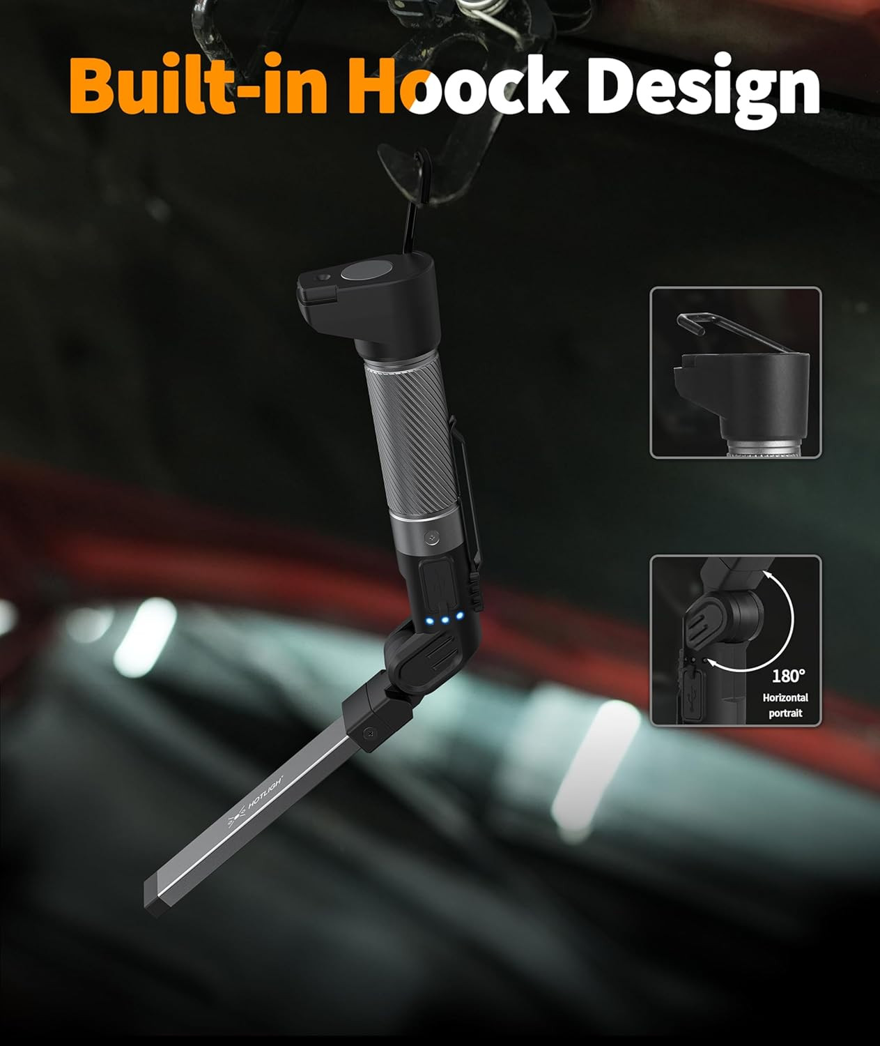 Magnetic Work Light 800 Lumens Rechargeable Work Light with Multifunctional Pack