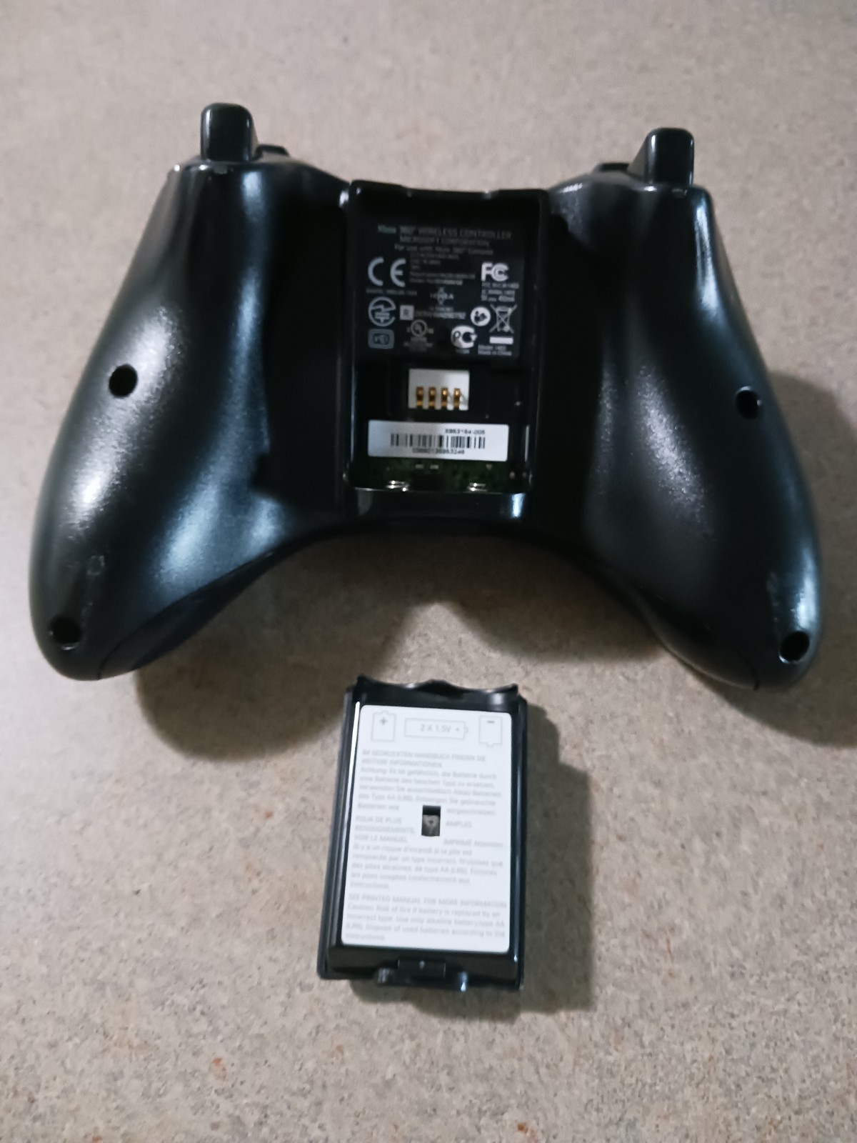 Original Microsoft Xbox 360 Black Wireless Controller OEM - clean & working -