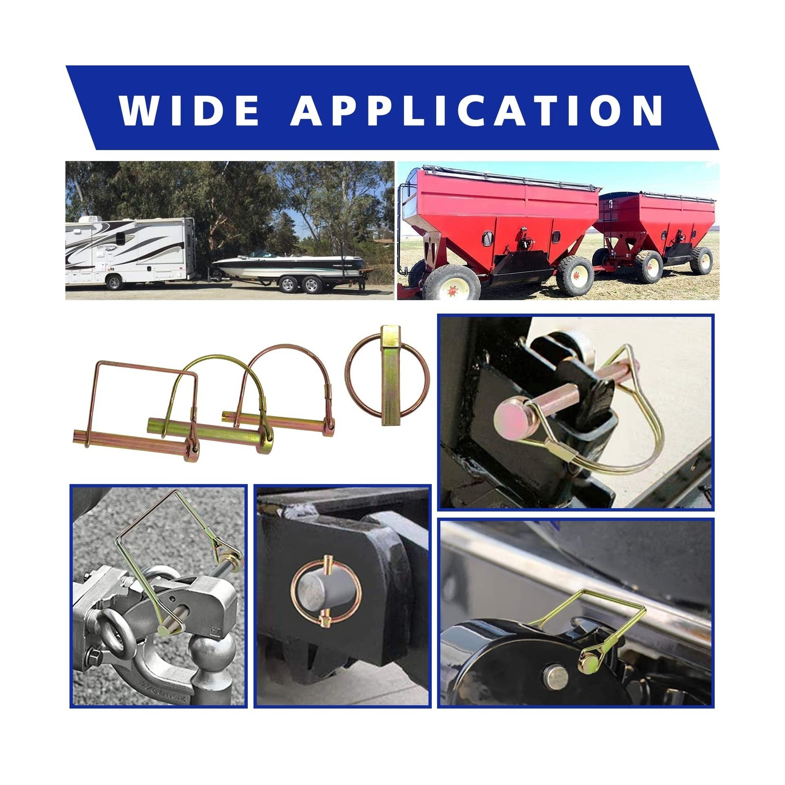 202PCS Hitch Pins Clip Pins, Linch and PTO Pins for Trailers Tractors Trucks ...