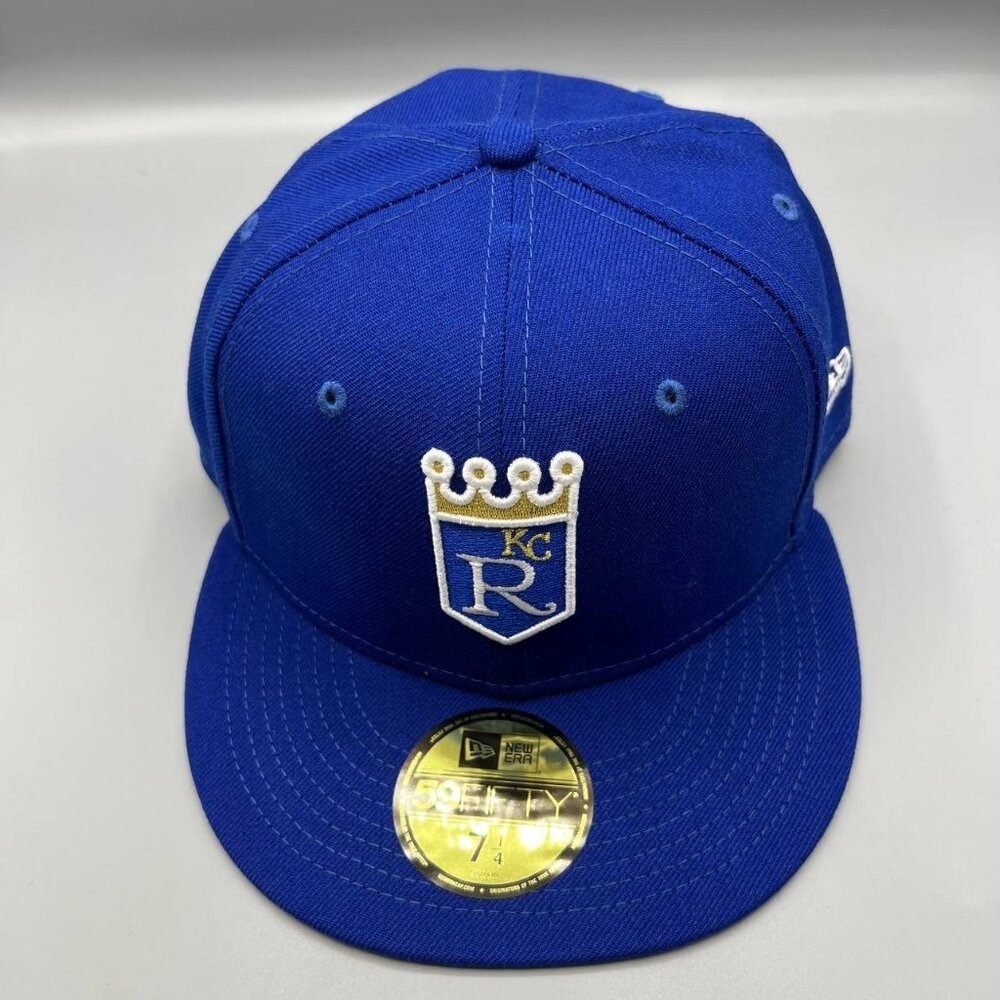 Kansas City Royals Hat Men 7 1/4 Blue 59Fifty New Era Fitted Cap New