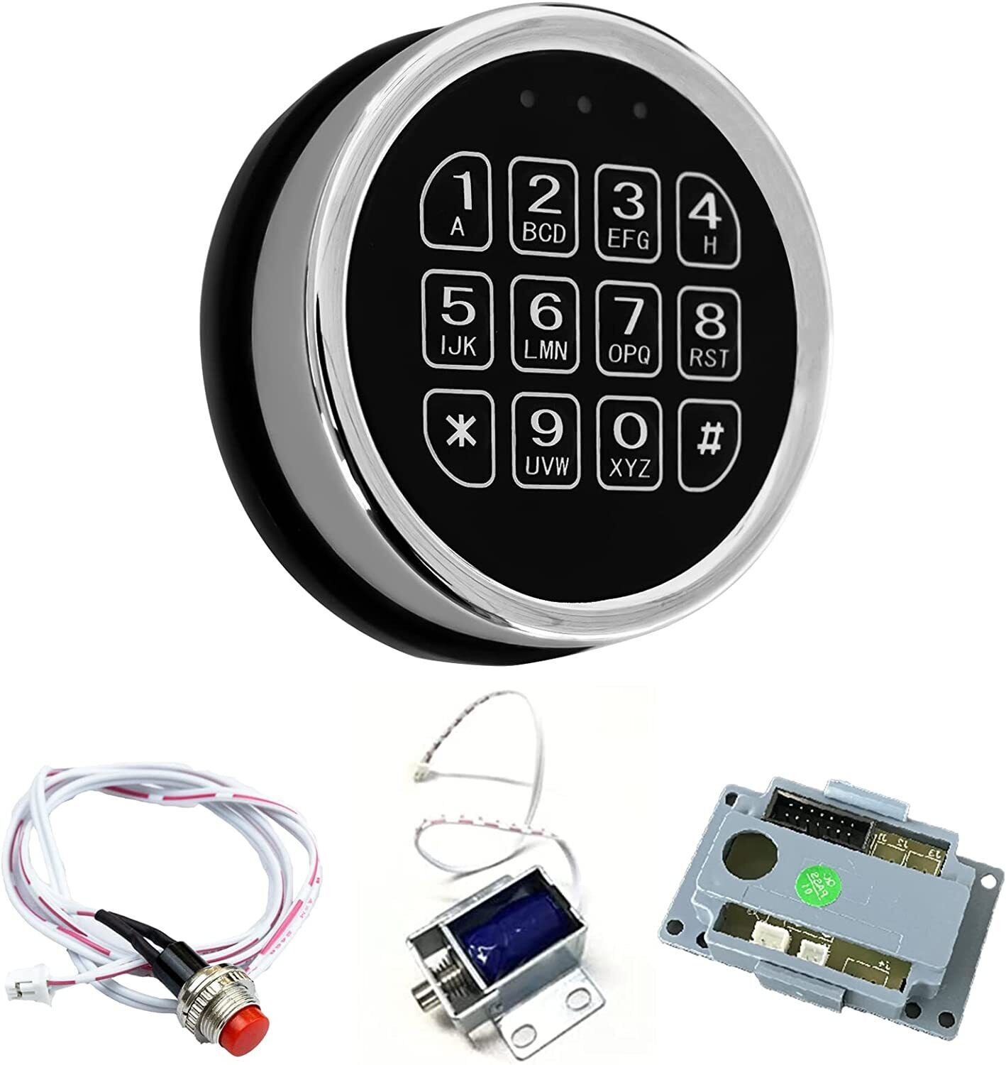 Gun Safe Electronic Lock Replacement Chrome Keypad Solenoid Safe Electronic Lock